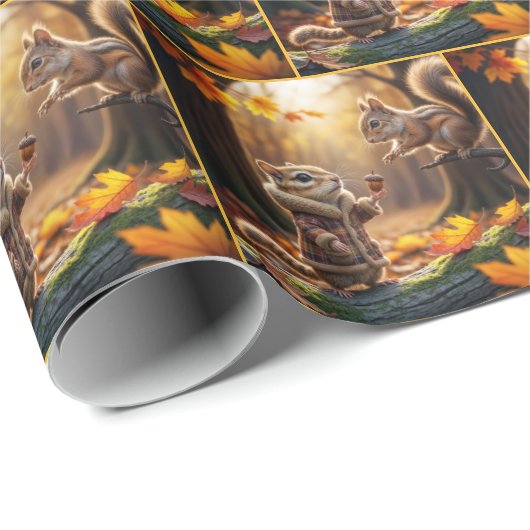 Chipmunk Ontmoeting In Een Herfst Bossen Cadeaupapier (Rol Hoek)