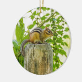 Chipmunk op een Fence Post Keramisch Ornament (Links)