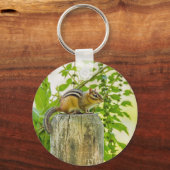 Chipmunk op een Fence Post Sleutelhanger (Voorkant)