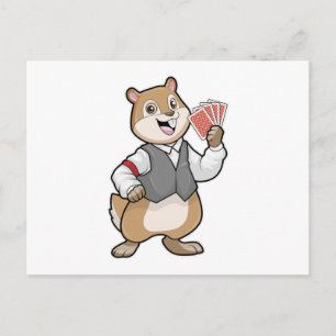 Chipmunk op Poker met pokerkaarten Briefkaart