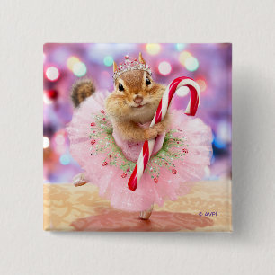 Chipmunk Plum Fairy Vierkante Button 5,1 Cm