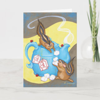 Chipmunk Tea Party / Verjaardag Wenskaart Kaart