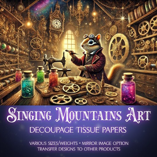 Chipmunk Uitvinder Steampunk Wonderland Decoupage Tissuepapier