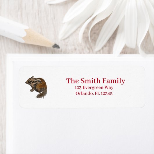 Chipmunk Wilderness Illustratie Retouradres Etiket (Insitu)