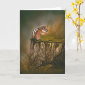 "Chipmunk" Wildlife Art Notecard Kaart (Gele Bloem)
