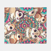 "Chipmunks & Cottontails" Fleece Deken (Voorkant (Horizontaal))