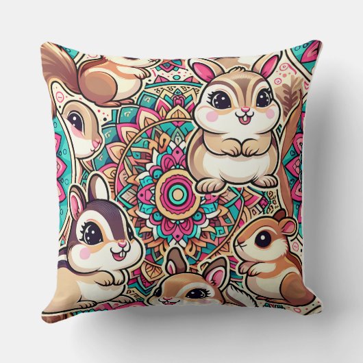 "Chipmunks & Cottontails" Kussen (Achterkant)
