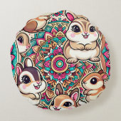 "Chipmunks & Cottontails" Rond Kussen (Achterkant)