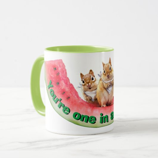 Chipmunks die watermeloen eten mok (Voorkant links)