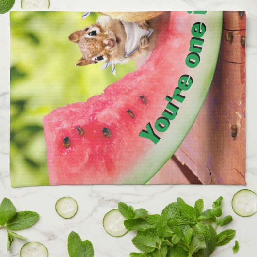 Chipmunks die watermeloen eten theedoek (Gevouwen)