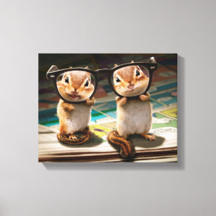 Chipmunks in leesbril canvas afdruk