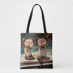 Chipmunks in leesbril draagtas