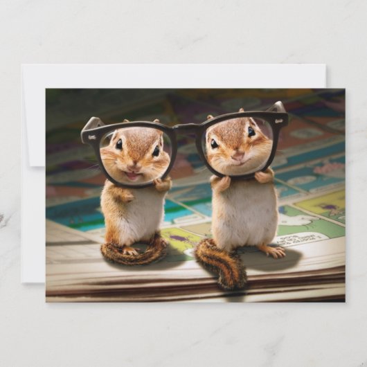 Chipmunks in leesbril kaart (Voorkant)