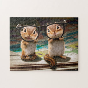 Chipmunks in leesbril legpuzzel