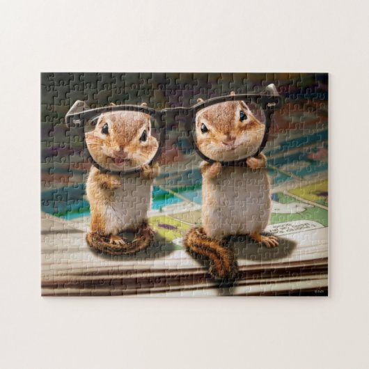 Chipmunks in leesbril legpuzzel (Horizontaal)