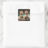 Chipmunks in leesbril vierkante sticker (Tas)