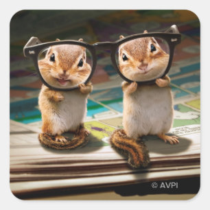 Chipmunks in leesbril vierkante sticker