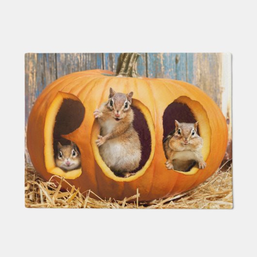 Chipmunks Inside Boo Jack-o-Lantern Deurmat (Voorkant)
