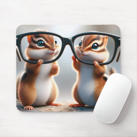 Chipmunks met zwarte bril muismat (Met muis)