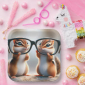 Chipmunks met zwarte bril papieren bordje (Feest)