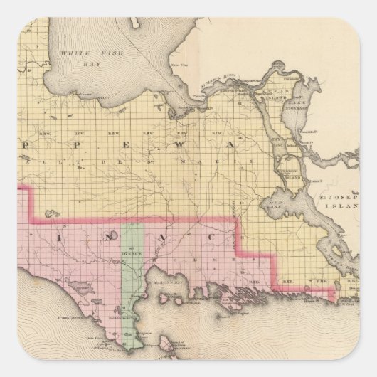 Chippewa County Mackinac Vierkante Sticker (Voorkant)