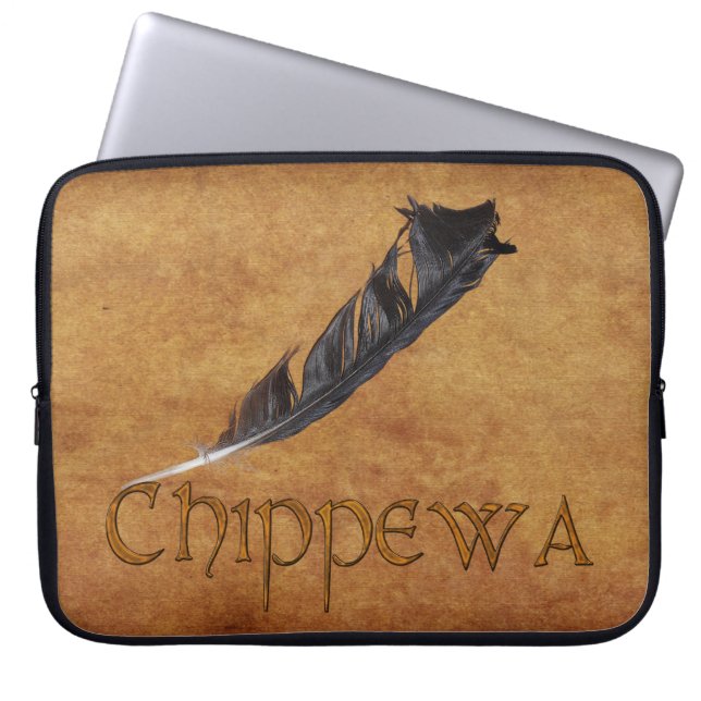 CHIPPEWA Native American Feather Laptop Slapje Laptop Sleeve (Voorkant)