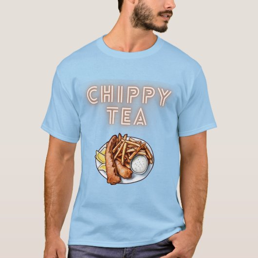 Chippy Tea of Fish and Chips Design T Shirt (Voorkant)