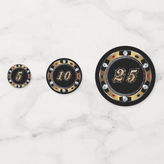Chips de poker VIP 5-10-25 Table Confetti (Devant)