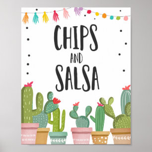 Chips en Salsa Fiesta Voedsel Cactus Tafelbord Poster