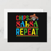 Chips Salsa Repeat - Funny Cinco De Mayo Mexico Briefkaart (Voorkant / Achterkant)