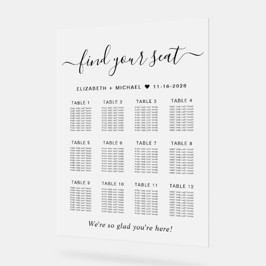 Chique 12 Tafel Bruiloft Zitje Frosted Acryl Bord (Hoek)