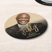 Chique 50e verjaardag Zwart Goud Modern Custom Fot Ronde Kartonnen Onderzetter (Gebogen)