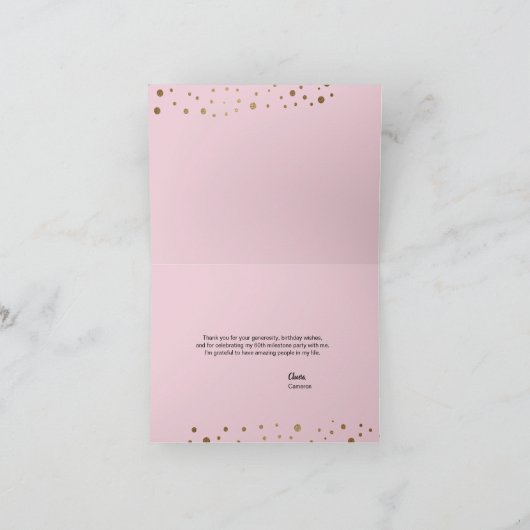 Chique 60e verjaardag Goud Blush Roze Custom Bedankkaart (Binnen)