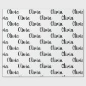 Chique aangepaste gepersonaliseerde naam wit & zwa cadeaupapier (Vlak)