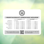 Chique aangepaste openingsuren lunch diner restaur raamsticker (Vel 3)
