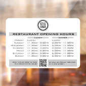 Chique aangepaste openingsuren lunch diner restaur raamsticker (Vel 2)