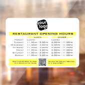 Chique aangepaste openingsuren lunch diner restaur raamsticker (Vel 2)
