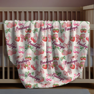 chique aardbeien coquette strik herhalende naam ro fleece deken