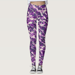 Chique Abstract Paarse En Roze Witte Bloemmotief Leggings