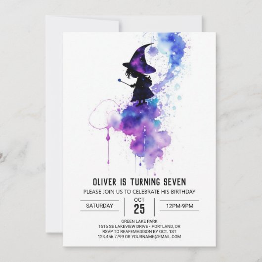 Chique afdrukbare Wizardry Verjaardag Kaart (Voorkant)