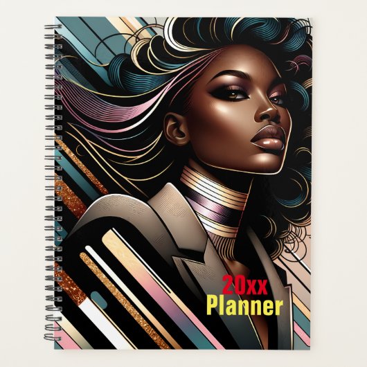 Chique Afro-Amerikaanse Vrouw Gepersonaliseerde Pl Planner (Voorkant)
