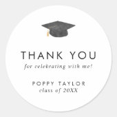 Chique Afstudeerder Pet Dank u Afstuderen Favor St Ronde Sticker (Voorkant)