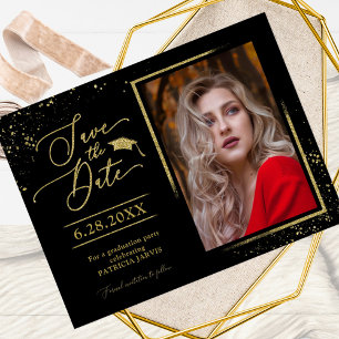 Chique afstudeerfeest save the date feestelijke go briefkaart