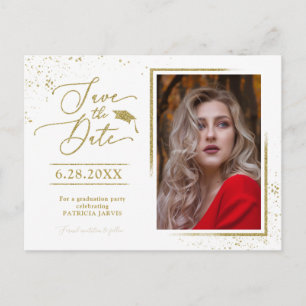 Chique afstudeerfeest save the date feestelijke go briefkaart