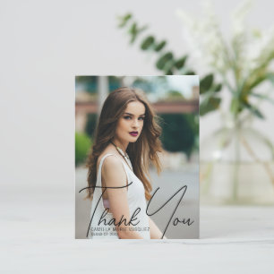 Chique afstudeerfoto Bedankt Script Overlay Briefkaart