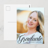 Chique afstudeerfoto zwarte script 2024 Afstuderen Briefkaart (Voorkant / Achterkant)