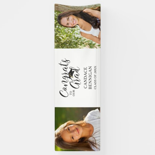 Chique Afstuderen Script Typografie 2 Foto Banner (Verticaal)