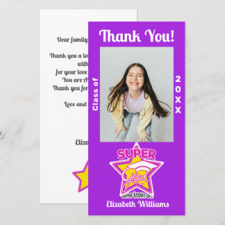 Chique Afstuderen Super Afstudeerder Roze Bewerkba Bedankkaart