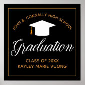 Chique Afstuderen Zwart Goud Aangepaste Afstuderen Poster (Voorkant)