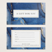 Chique agaat marmeren goud navyblauwe cadeaubon visitekaartje (Voorkant /achterkant)